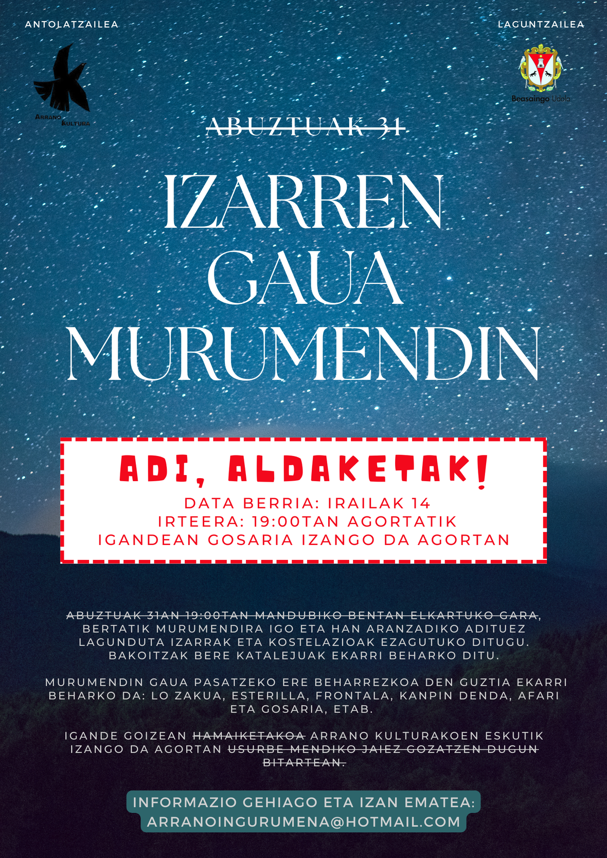 Izarren gaua Murumendin IRAILAK 14